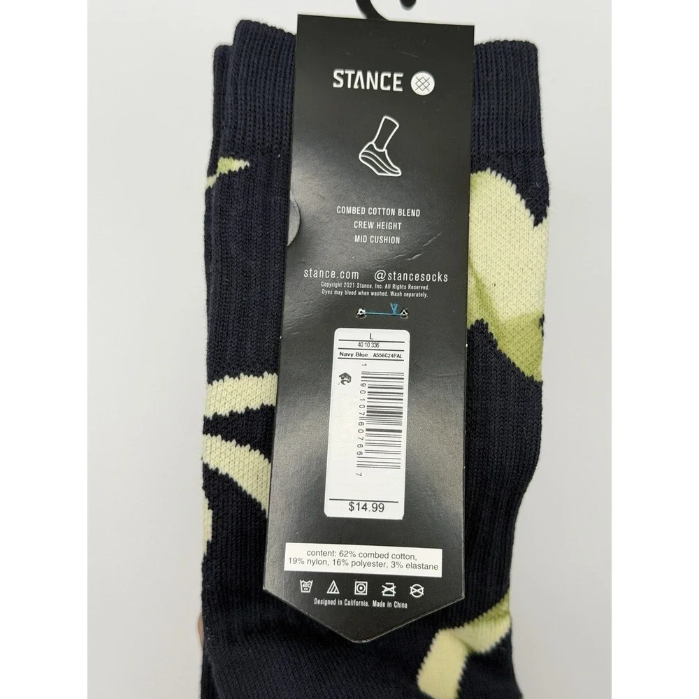 Stance Dwyane Wade Collection Navy Blue Palm Crew Socks A556C24PAL Mens Large